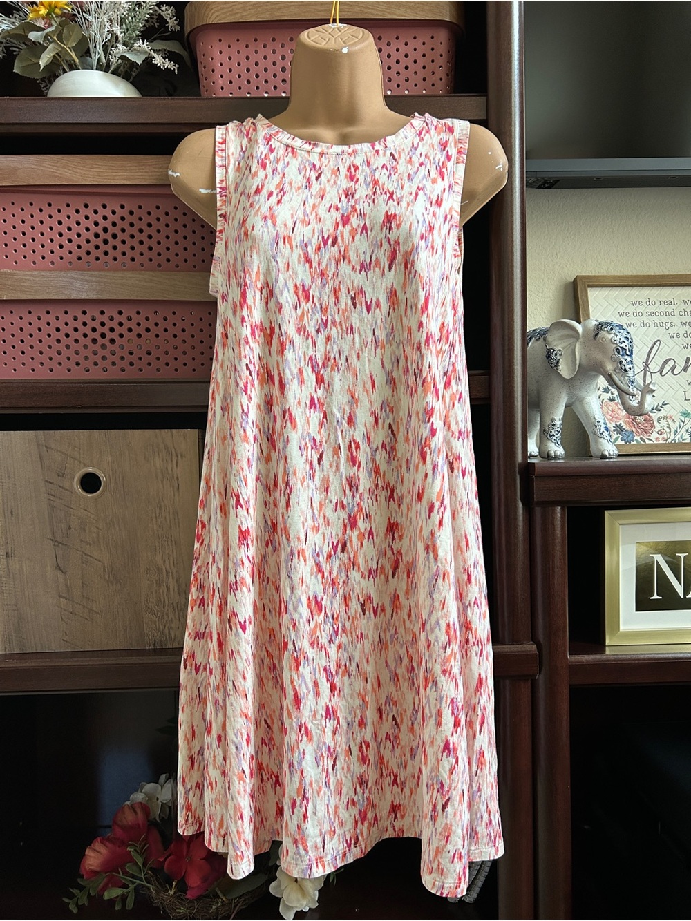 LOFT Women’s XS Pink, Purple, and White Sleeveless Dress